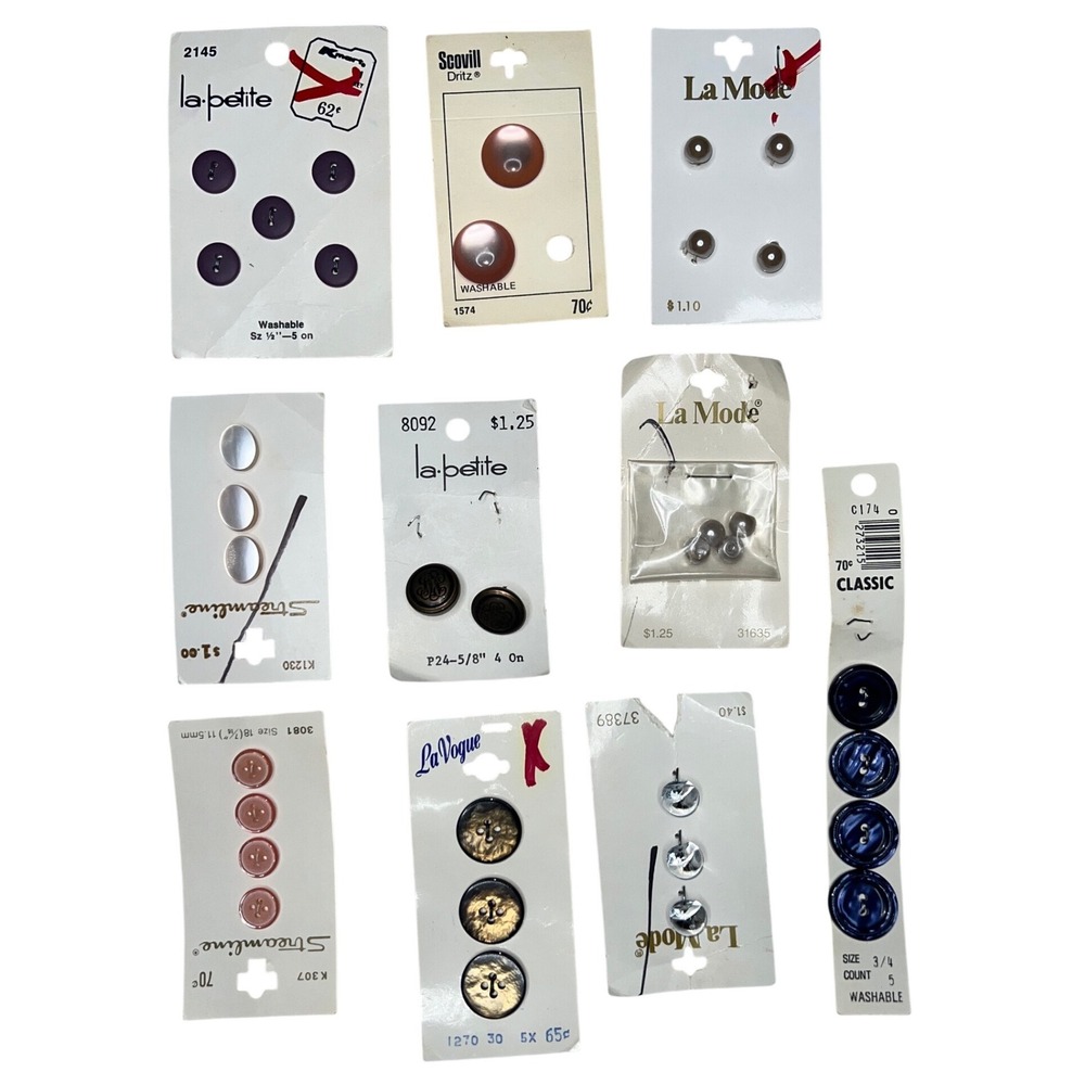 Vintage Sewing Button Lot La Mode‎ Streamline La Petite Mixed Colors Sizes , 34